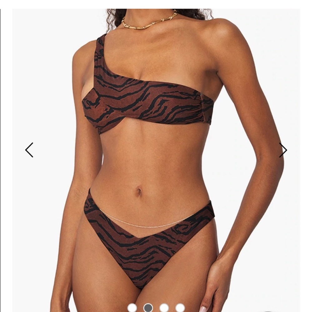 WeWoreWhat Brown and Black One-Shoulder Bikini